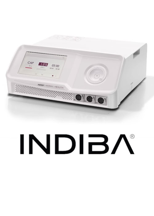 Máquina Indiba utilizada en el tratamiento se fisioterapia y rehabilitación en la clínica veterinaria El Jardín.